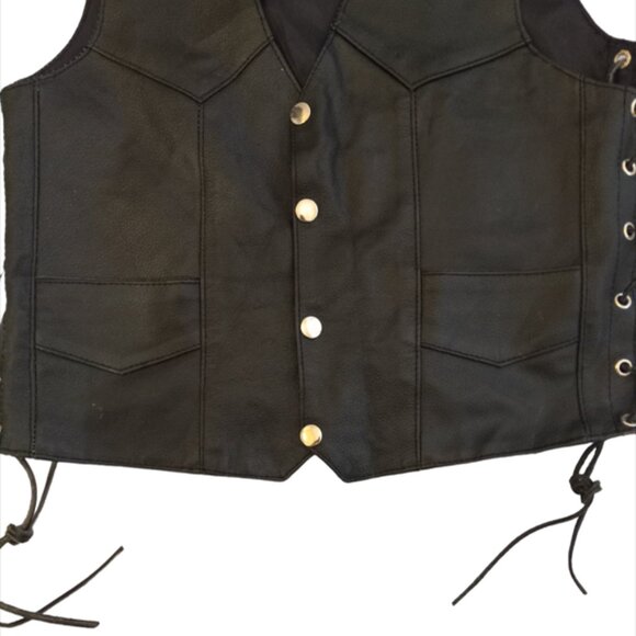 Paragon Leather & Sports Limited Women's Black Genuine Leather Vest Slze Large - Picture 6 of 12